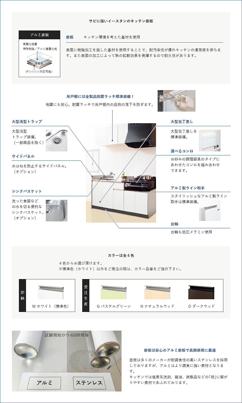 上等 イースタン工業 全槽流し台 Comfy 中央シンク CY２-60S カラー4色