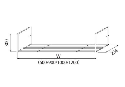 ステンレス水切棚1段w600-w900-w1000-w1200